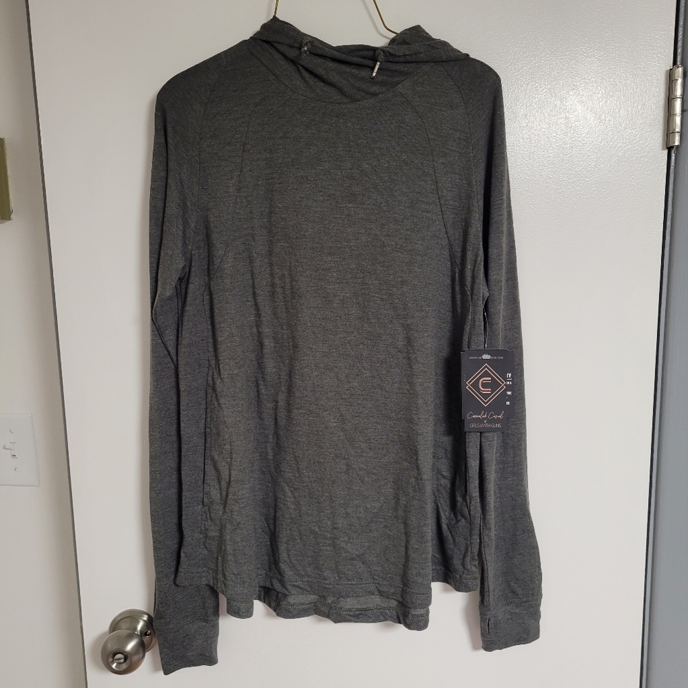 Cowl neck hoodie, dark gray, NWT
